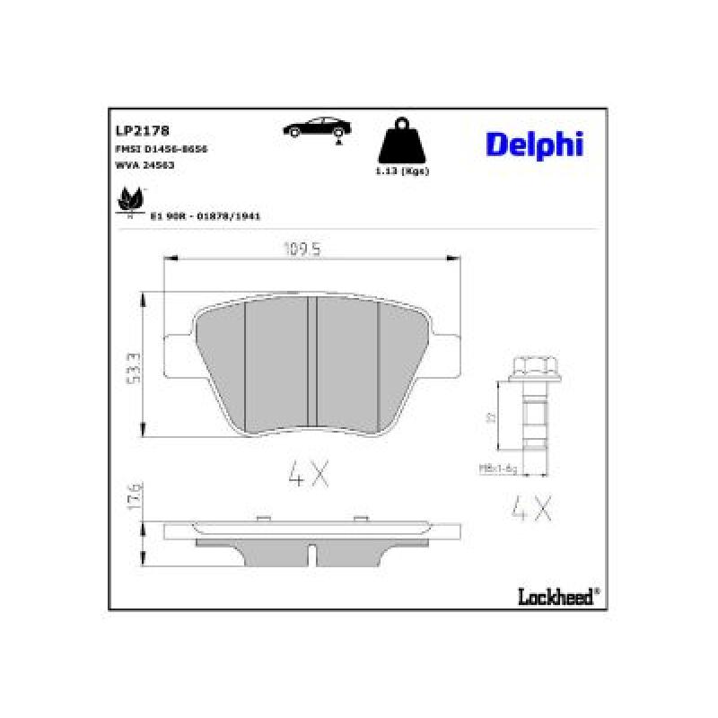 Jeu de 4 plaquettes de frein arrière DELPHI LP2178 - Visuel 3