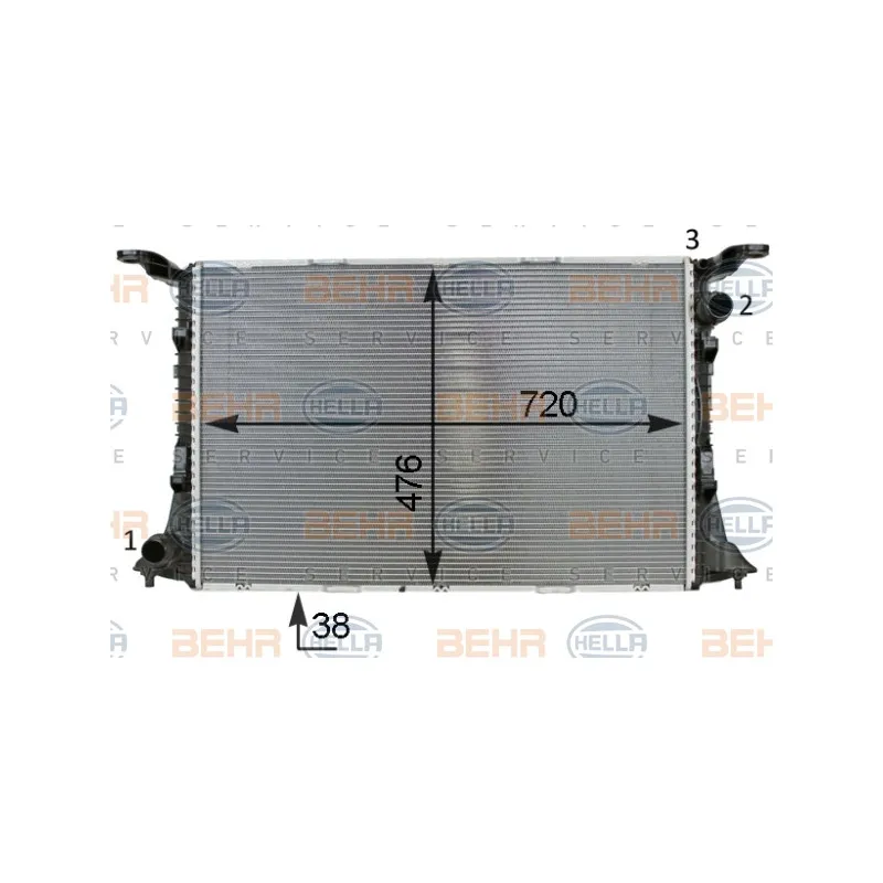 Radiateur, refroidissement du moteur BEHR HELLA SERVICE 8MK 376 701-341