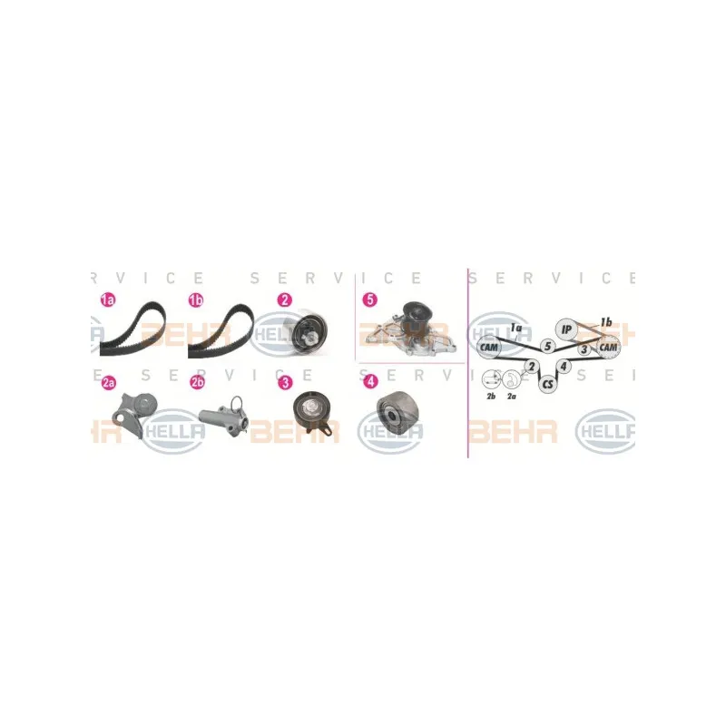 Pompe à eau + kit de courroie de distribution BEHR HELLA SERVICE 8MP 376 809-881