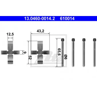 Kit d'accessoires, plaquette de frein à disque ATE 13.0460-0014.2