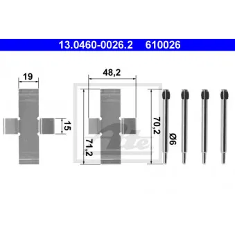 Kit d'accessoires, plaquette de frein à disque ATE 13.0460-0026.2