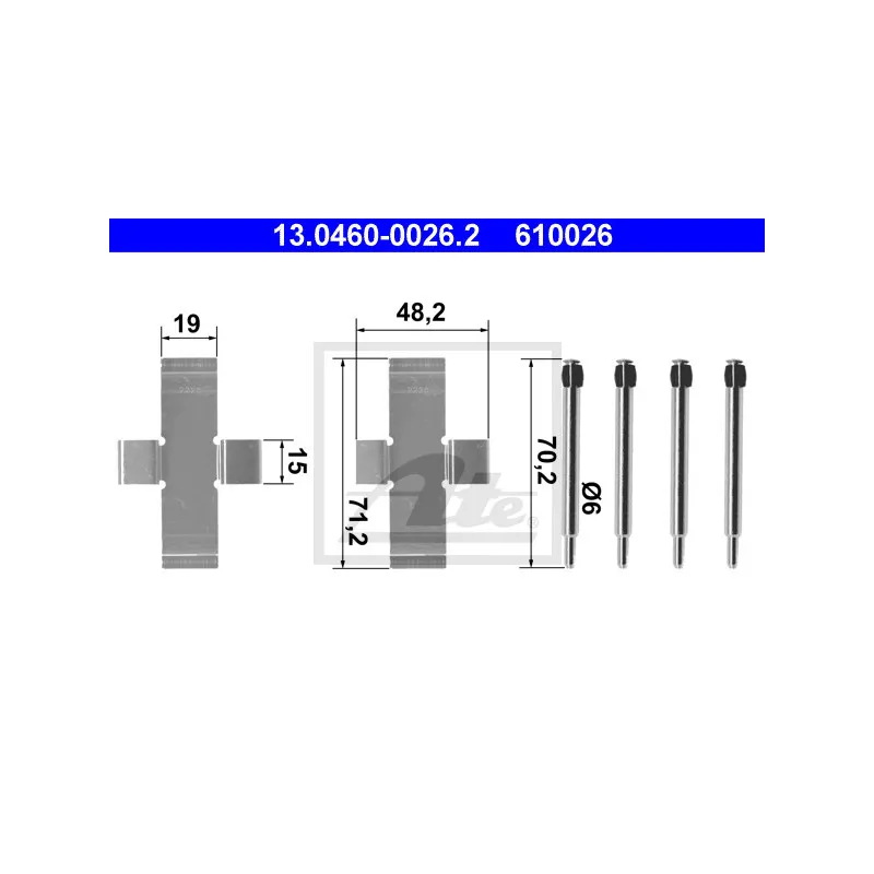 Kit d'accessoires, plaquette de frein à disque ATE 13.0460-0026.2