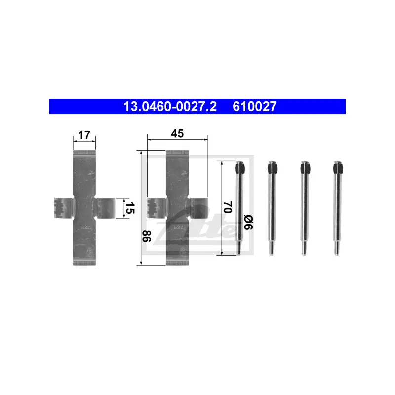 Kit d'accessoires, plaquette de frein à disque ATE 13.0460-0027.2