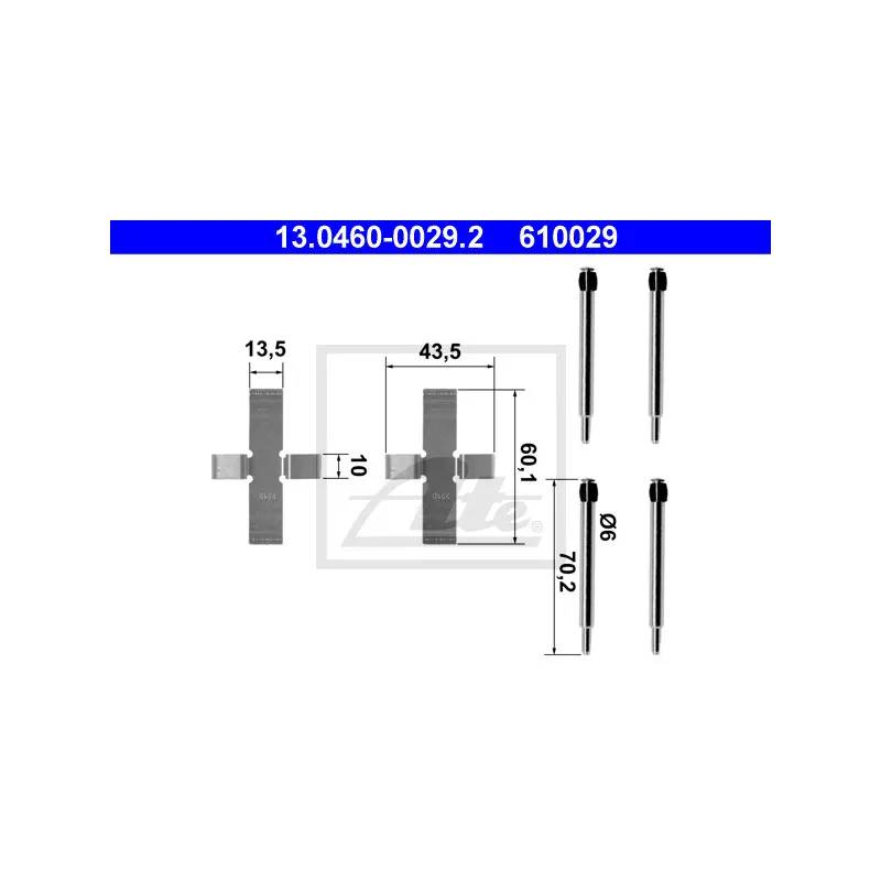 Kit d'accessoires, plaquette de frein à disque ATE 13.0460-0029.2