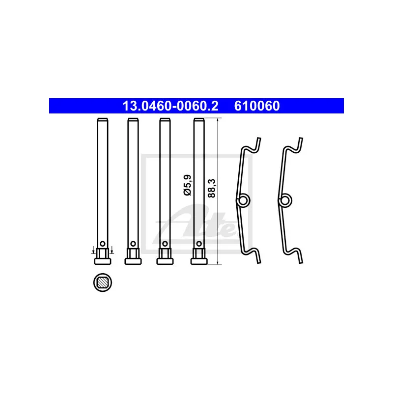 Kit d'accessoires, plaquette de frein à disque ATE 13.0460-0060.2