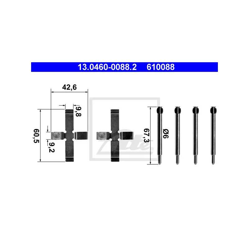 Kit d'accessoires, plaquette de frein à disque ATE 13.0460-0088.2