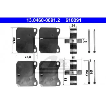 Kit d'accessoires, plaquette de frein à disque ATE 13.0460-0091.2