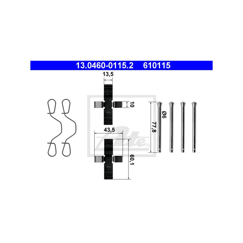Kit d'accessoires, plaquette de frein à disque ATE 13.0460-0115.2
