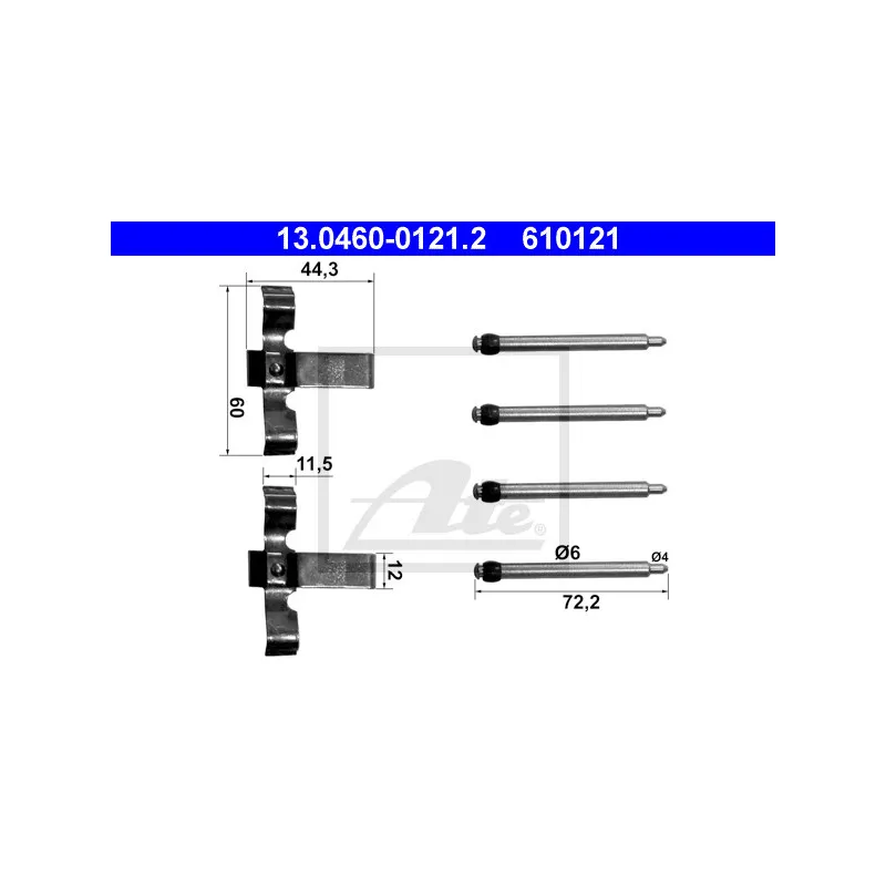 Kit d'accessoires, plaquette de frein à disque ATE 13.0460-0121.2