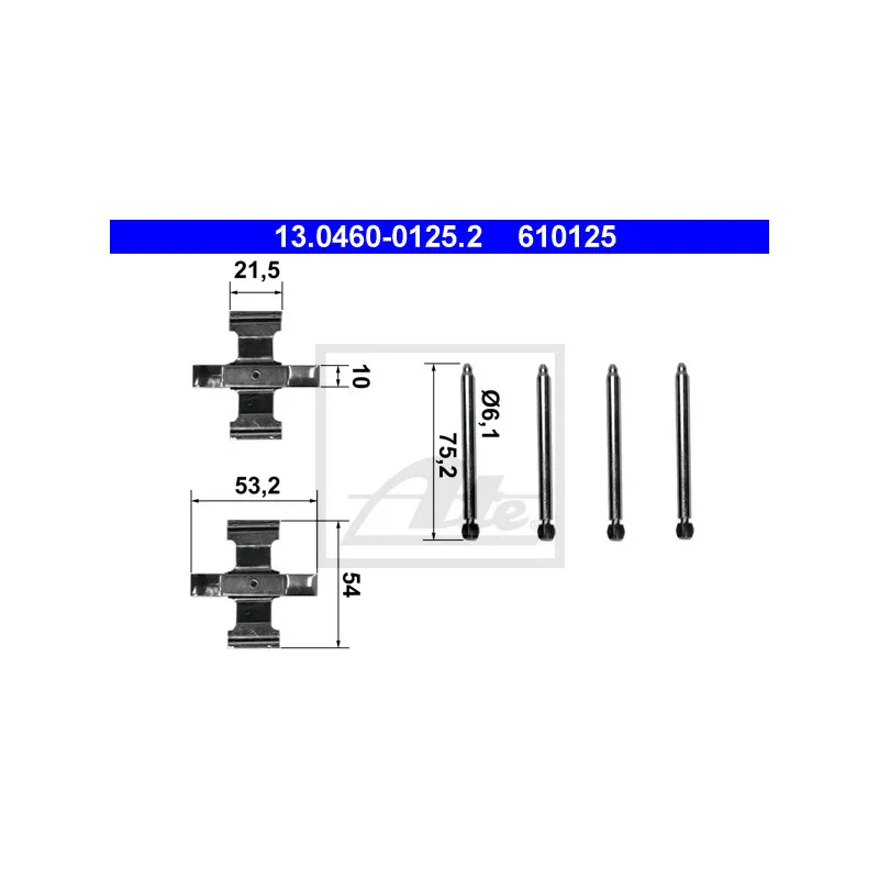 Kit d'accessoires, plaquette de frein à disque ATE 13.0460-0125.2