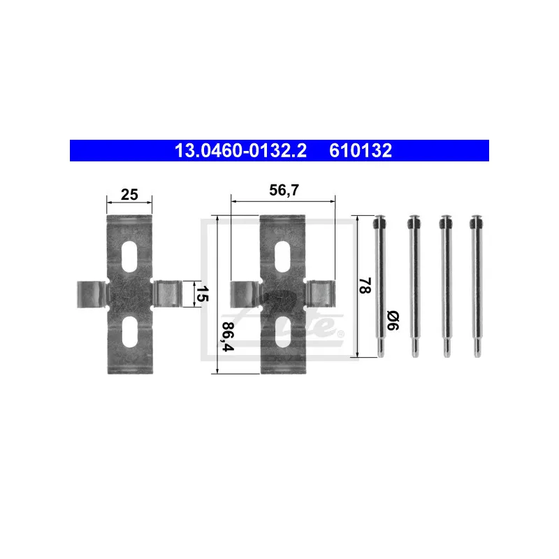 Kit d'accessoires, plaquette de frein à disque ATE 13.0460-0132.2