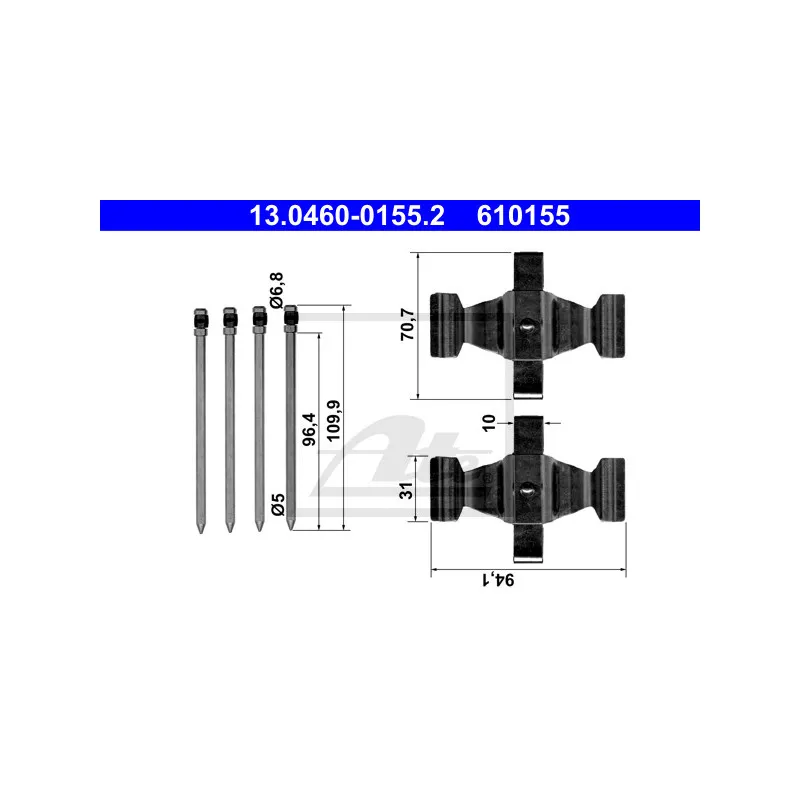 Kit d'accessoires, plaquette de frein à disque ATE 13.0460-0155.2
