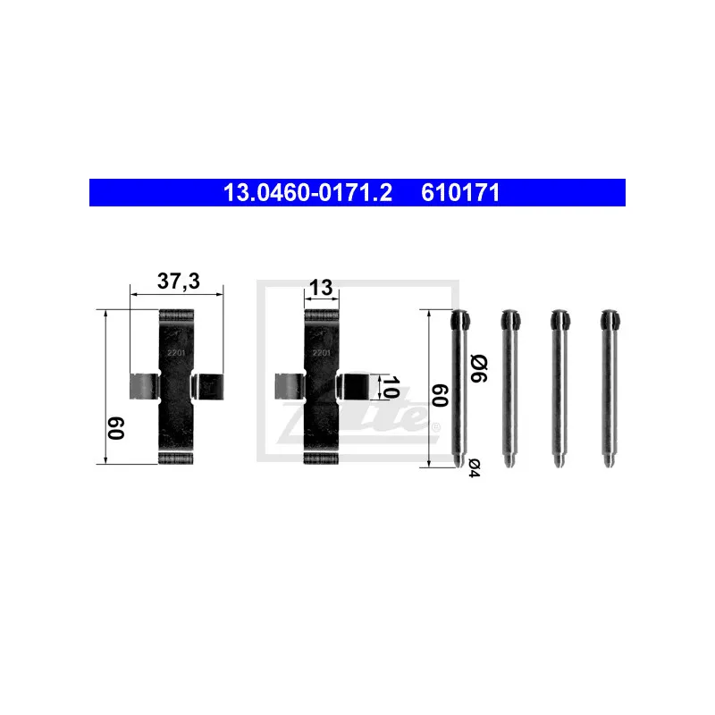 Kit d'accessoires, plaquette de frein à disque ATE 13.0460-0171.2