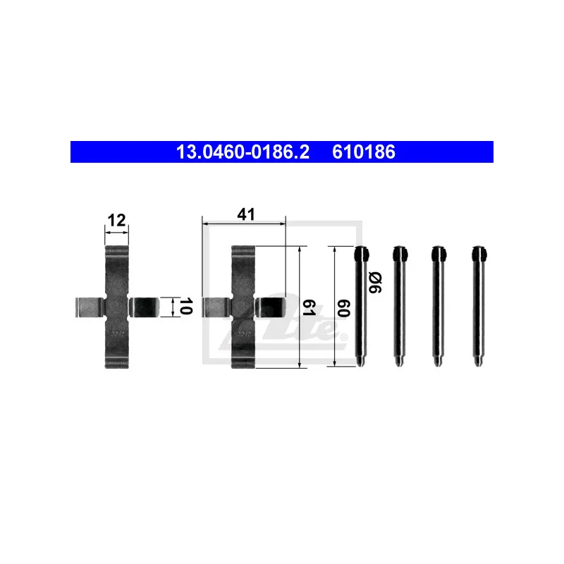 Kit d'accessoires, plaquette de frein à disque ATE 13.0460-0186.2