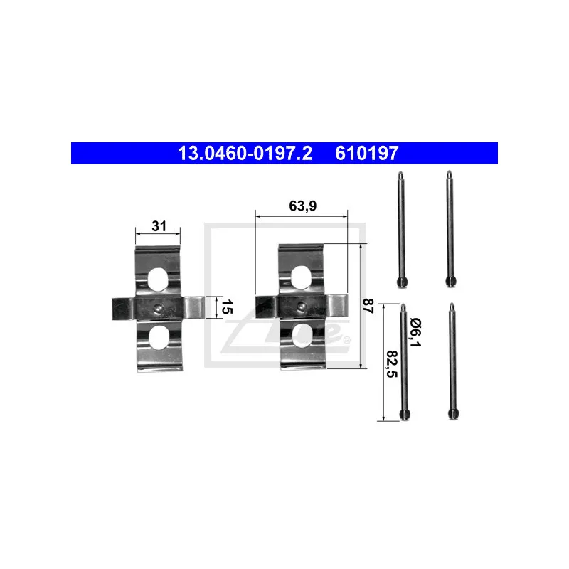 Kit d'accessoires, plaquette de frein à disque ATE 13.0460-0197.2