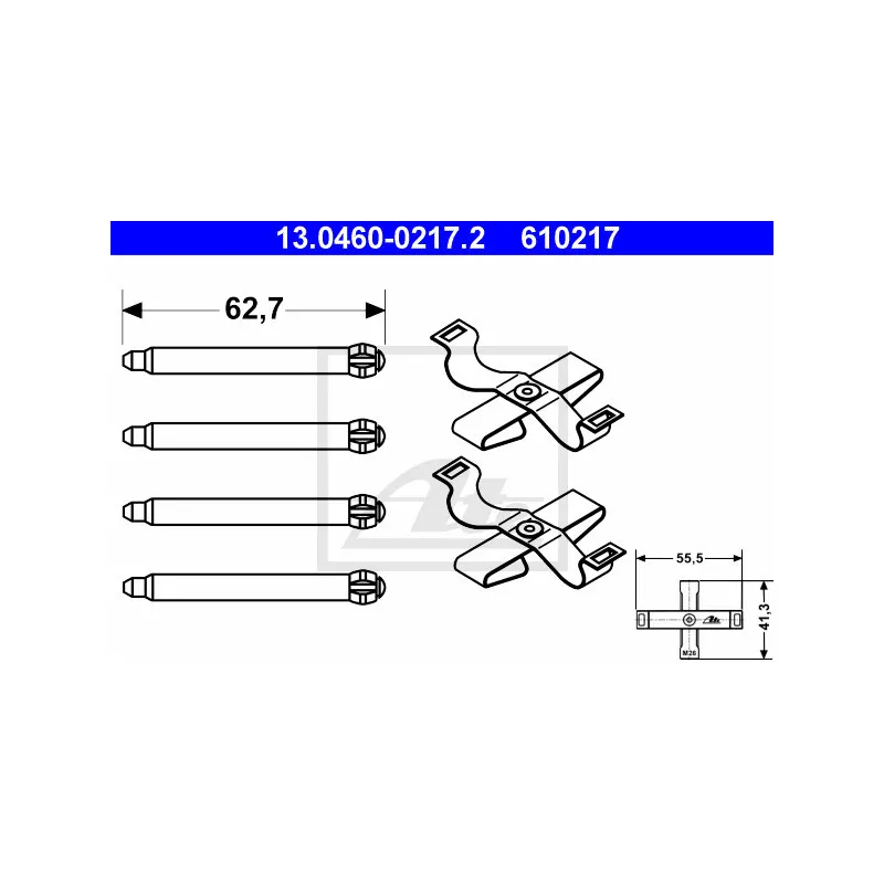 Kit d'accessoires, plaquette de frein à disque ATE 13.0460-0217.2