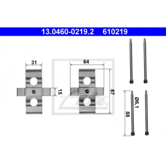 Kit d'accessoires, plaquette de frein à disque ATE 13.0460-0219.2