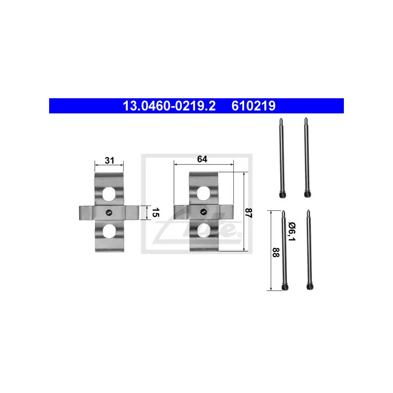 Kit d'accessoires, plaquette de frein à disque ATE 13.0460-0219.2
