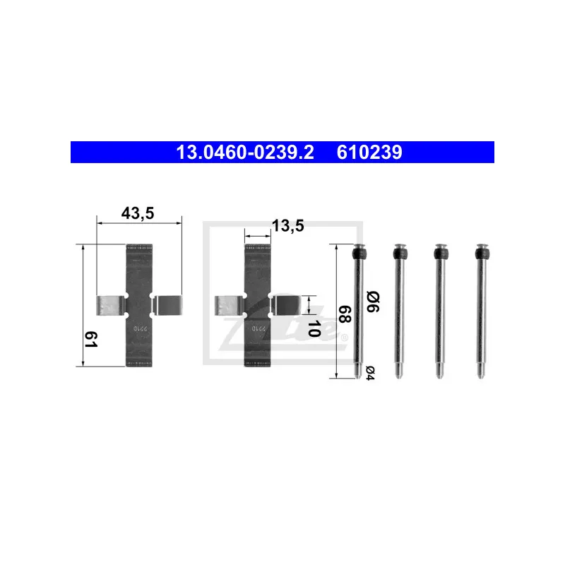 Kit d'accessoires, plaquette de frein à disque ATE 13.0460-0239.2