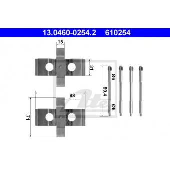 Kit d'accessoires, plaquette de frein à disque ATE 13.0460-0254.2