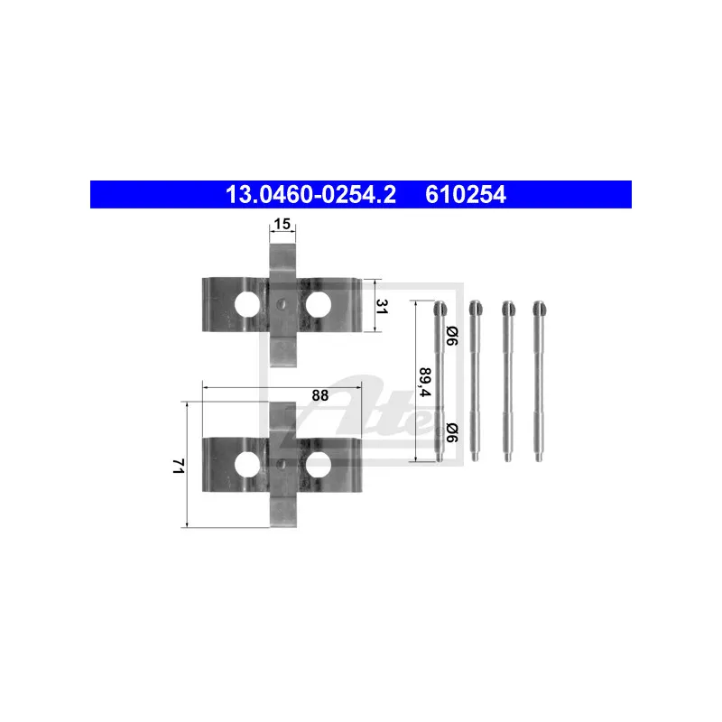 Kit d'accessoires, plaquette de frein à disque ATE 13.0460-0254.2