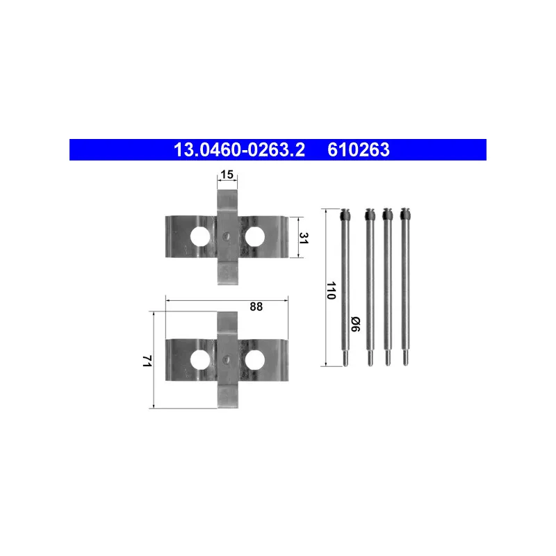 Kit d'accessoires, plaquette de frein à disque ATE 13.0460-0263.2