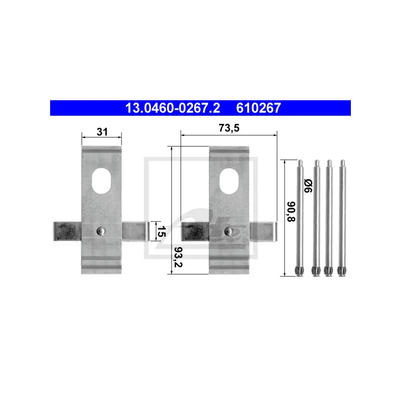 Kit d'accessoires, plaquette de frein à disque ATE 13.0460-0267.2