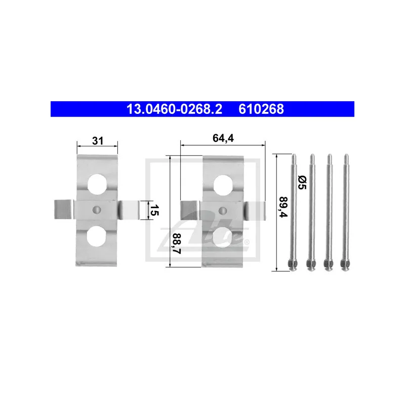 Kit d'accessoires, plaquette de frein à disque ATE 13.0460-0268.2