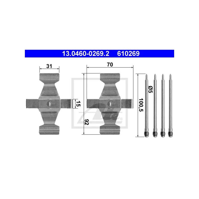 Kit d'accessoires, plaquette de frein à disque ATE 13.0460-0269.2