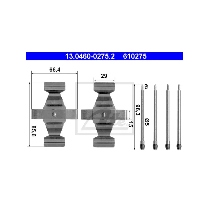 Kit d'accessoires, plaquette de frein à disque ATE 13.0460-0275.2