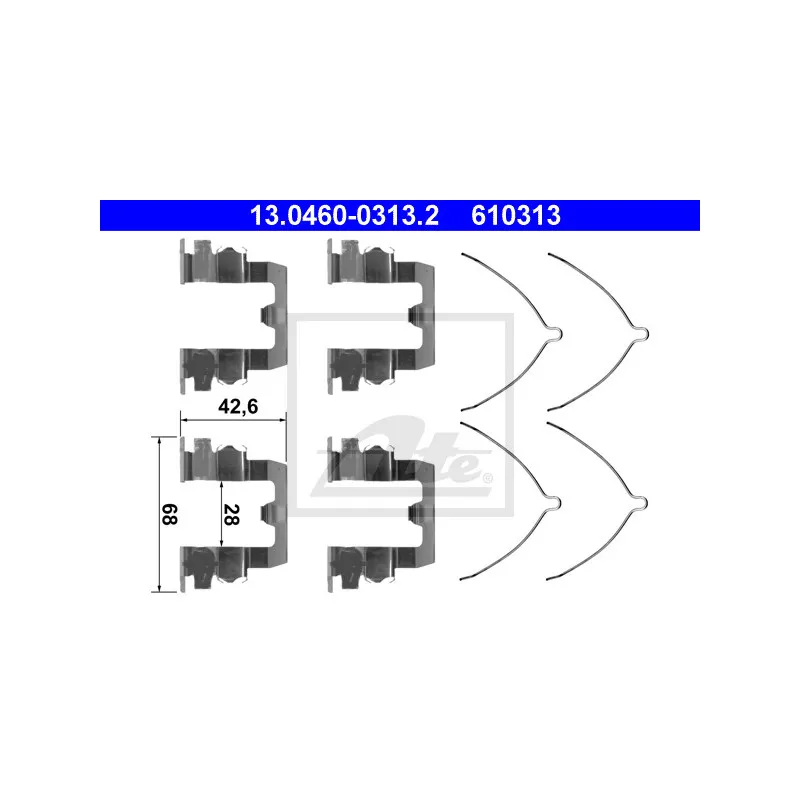 Kit d'accessoires, plaquette de frein à disque ATE 13.0460-0313.2