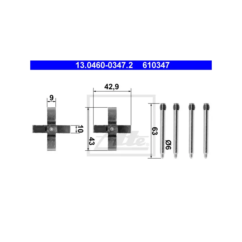 Kit d'accessoires, plaquette de frein à disque ATE 13.0460-0347.2