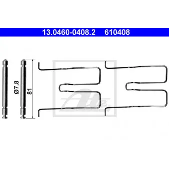 Kit d'accessoires, plaquette de frein à disque ATE 13.0460-0408.2