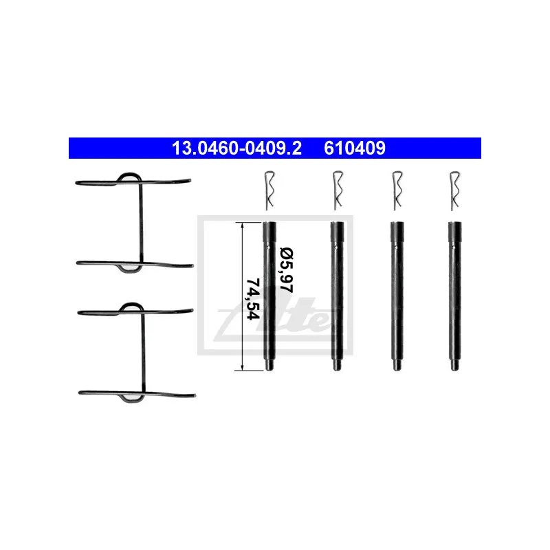 Kit d'accessoires, plaquette de frein à disque ATE 13.0460-0409.2