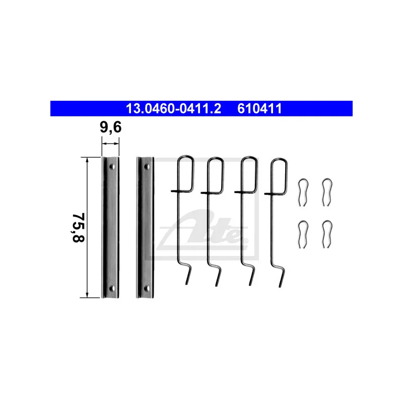 Kit d'accessoires, plaquette de frein à disque ATE 13.0460-0411.2