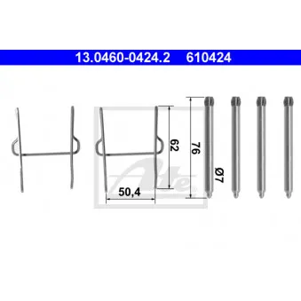 Kit d'accessoires, plaquette de frein à disque ATE 13.0460-0424.2