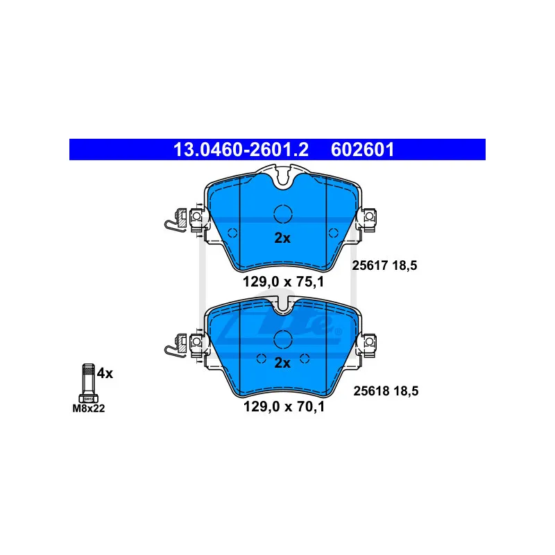 Jeu de 4 plaquettes de frein avant ATE 13.0460-2601.2