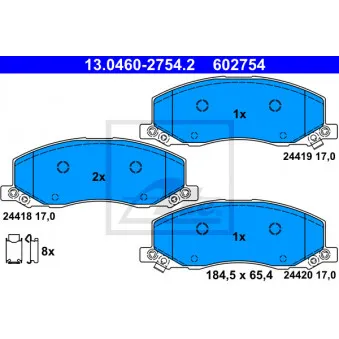 Jeu de 4 plaquettes de frein avant ATE 13.0460-2754.2