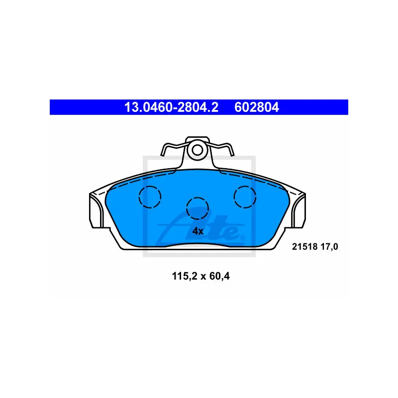 Jeu de 4 plaquettes de frein avant ATE 13.0460-2804.2
