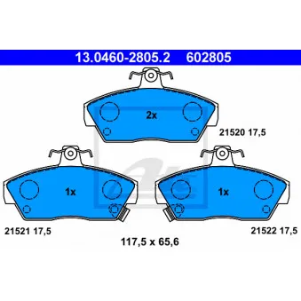 Jeu de 4 plaquettes de frein avant ATE 13.0460-2805.2