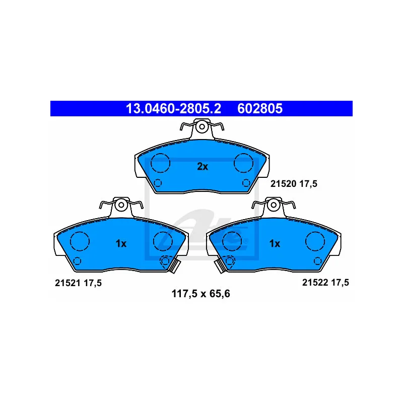 Jeu de 4 plaquettes de frein avant ATE 13.0460-2805.2