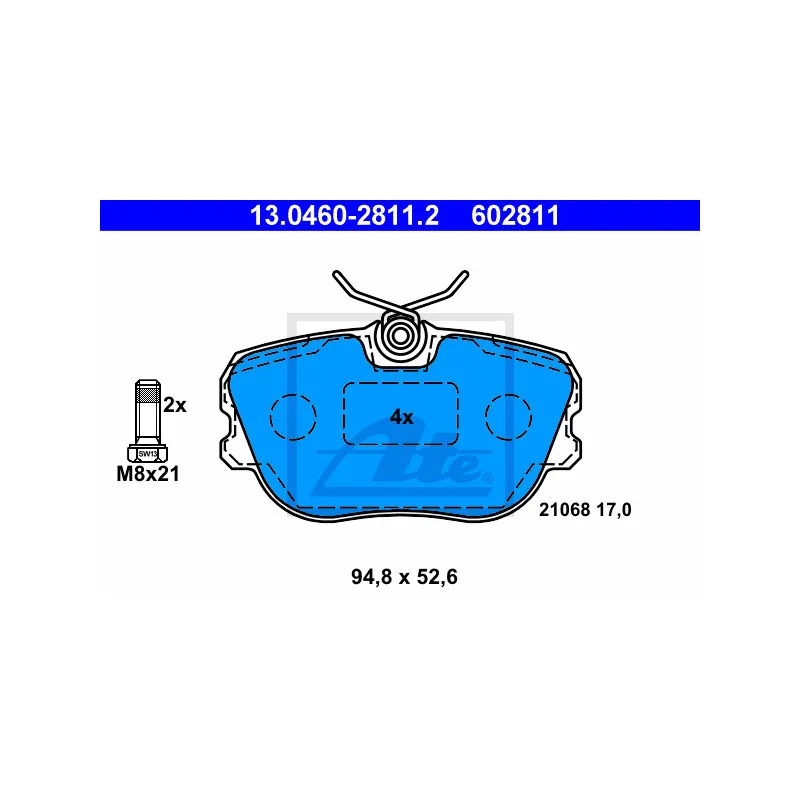 Jeu de 4 plaquettes de frein avant ATE 13.0460-2811.2