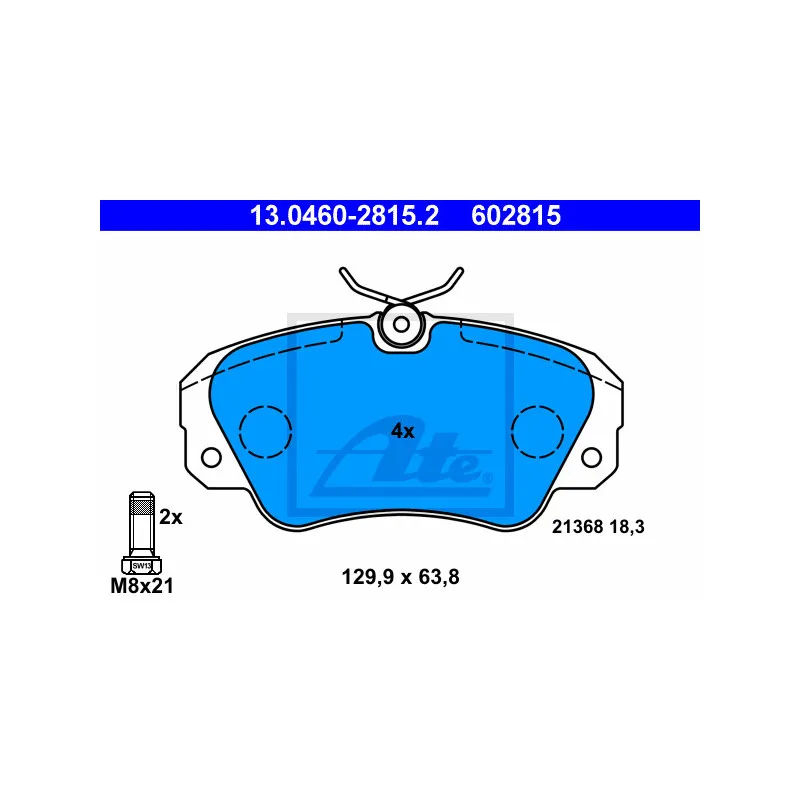 Jeu de 4 plaquettes de frein avant ATE 13.0460-2815.2