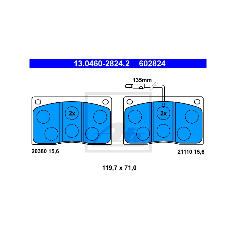 Jeu de 4 plaquettes de frein avant ATE 13.0460-2824.2