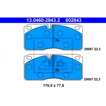 Jeu de 4 plaquettes de frein avant ATE 13.0460-2843.2