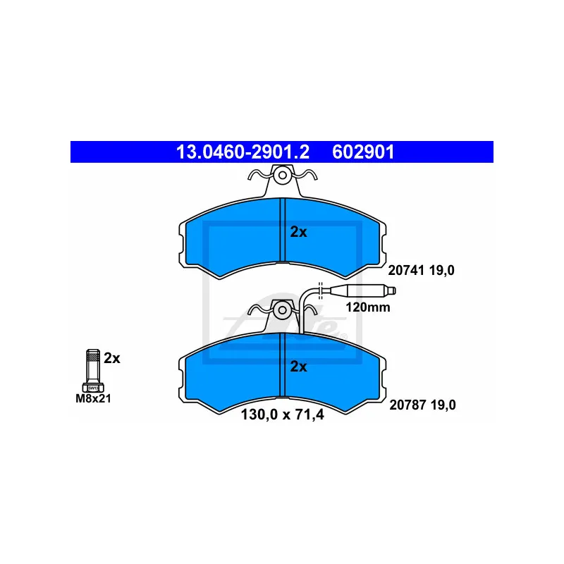 Jeu de 4 plaquettes de frein avant ATE 13.0460-2901.2