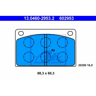 Jeu de 4 plaquettes de frein avant ATE 13.0460-2953.2