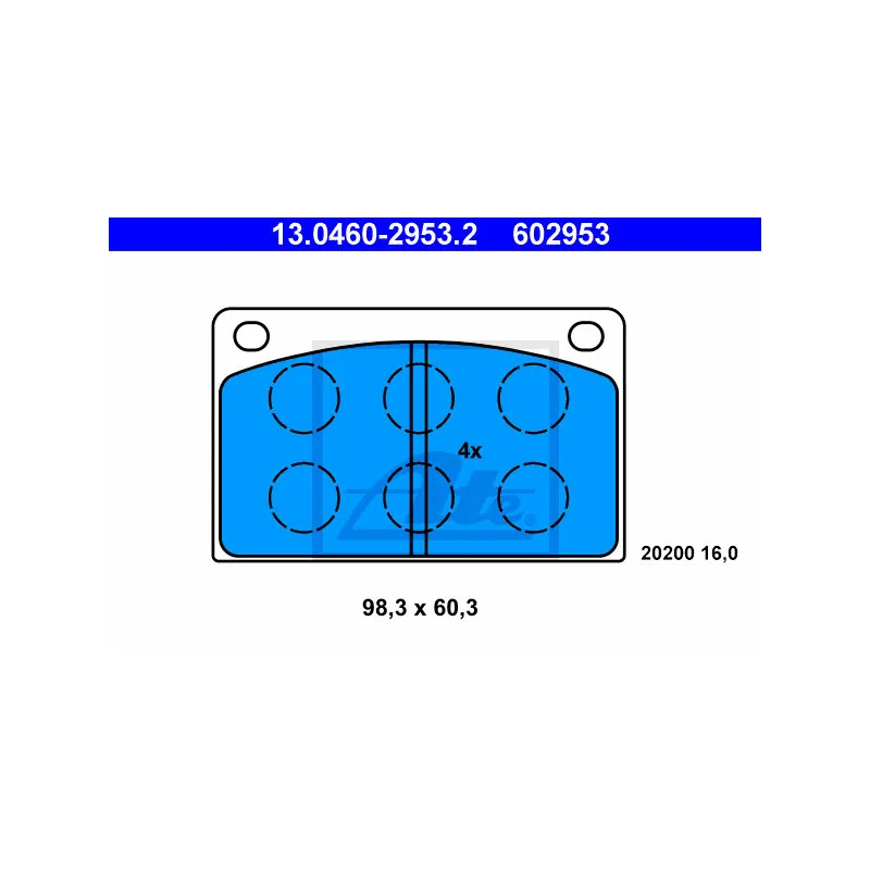 Jeu de 4 plaquettes de frein avant ATE 13.0460-2953.2