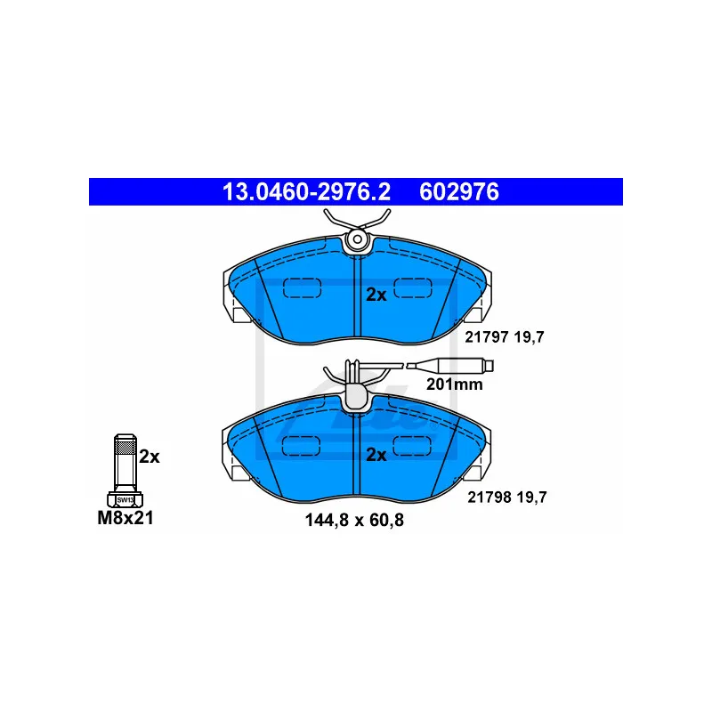 Jeu de 4 plaquettes de frein avant ATE 13.0460-2976.2