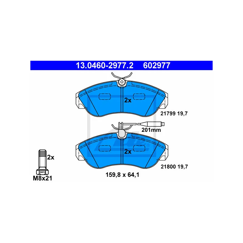 Jeu de 4 plaquettes de frein avant ATE 13.0460-2977.2